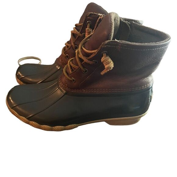 Sperry Women's Saltwater Duck Boots Tan, Dark Brown Size